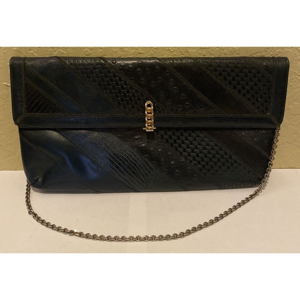 Vintage Caprice Original Blue Leather Handbag Purse Shoulder Bag Made In USA